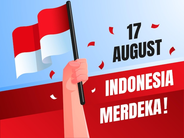 hand holding indonesia flag, indonesia independence day celebration