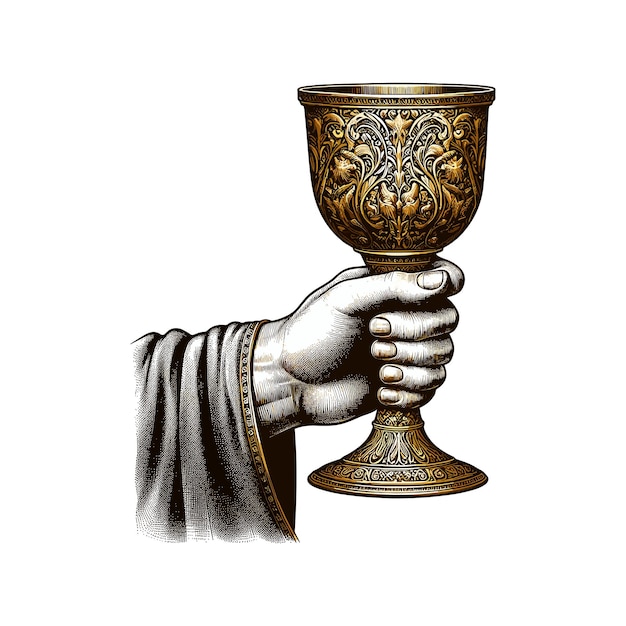 hand holding a magnificent golden cup