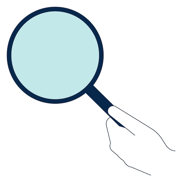 Hand holding magnifying glass Search icon Looking sign