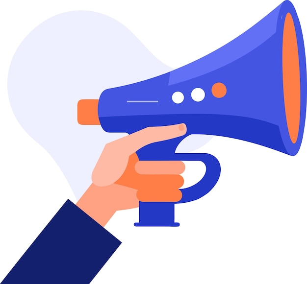 hand holding a megaphone for advertising in UX UI flat style isolated on background