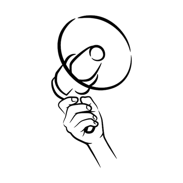 Hand holding megaphone illustration vector hand drawn