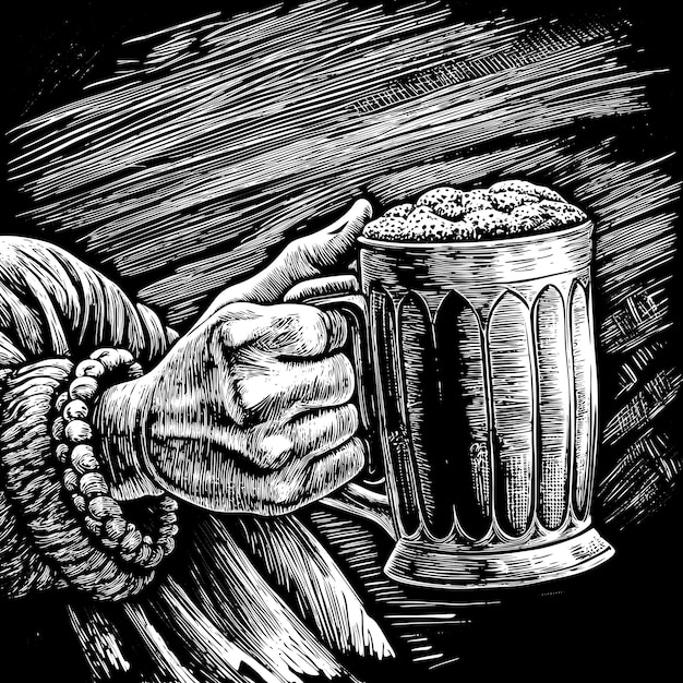 Vector a hand holding a mug of beer