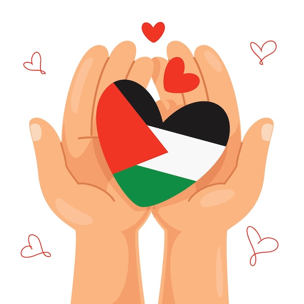 Vector hand holding a palestine flag