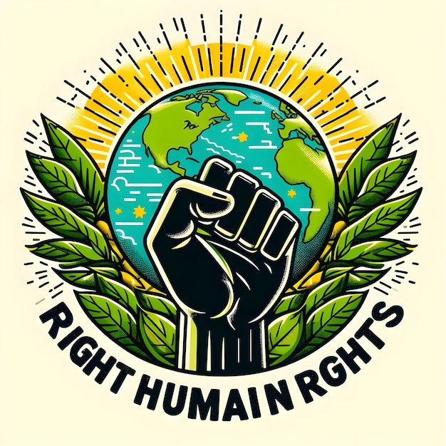 Vector a hand holding a peace sign that says right human rights