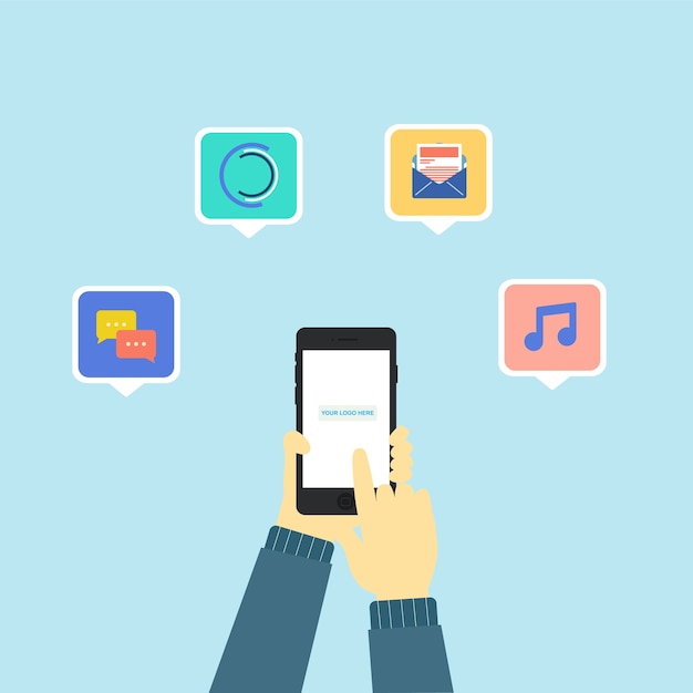 A Hand Holding Phone With Some Apps Icons