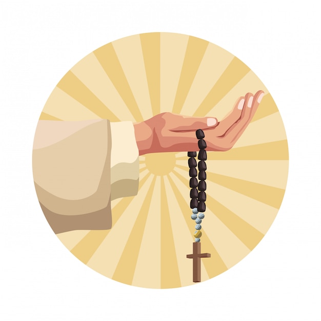 Hand holding rosary