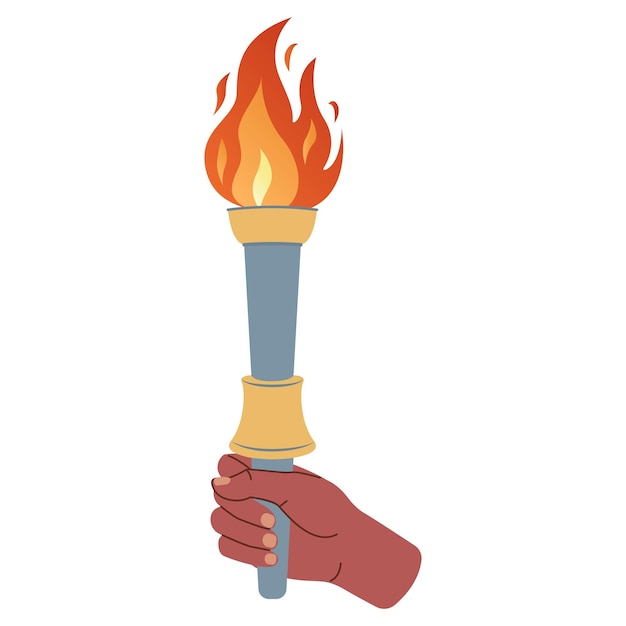 Hand holding a torch sport symbol flat vector illustration design