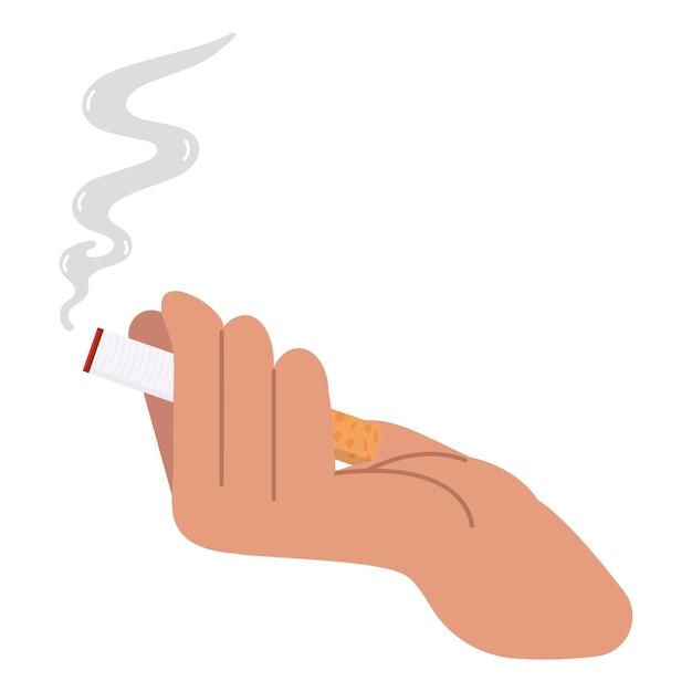 Vector hand holding with cigarette butt