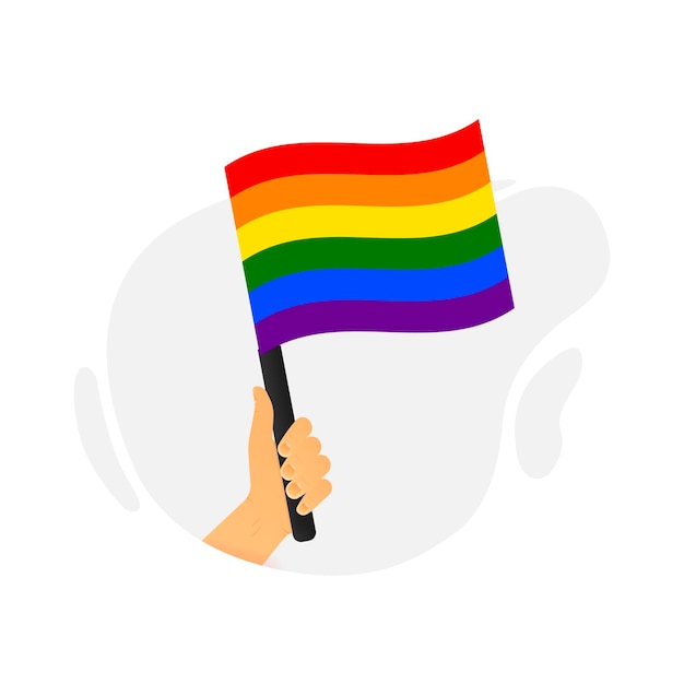 A hand holds a flag in support of the lgbt community Vector illustration