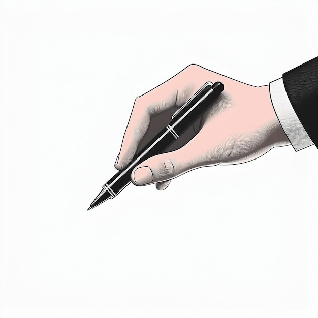 Vector a hand holds a pen vector