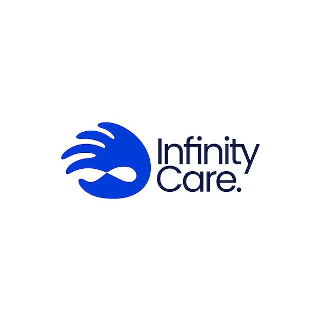 Hand infinity mobius limitless care donation help logo vector icon illustration