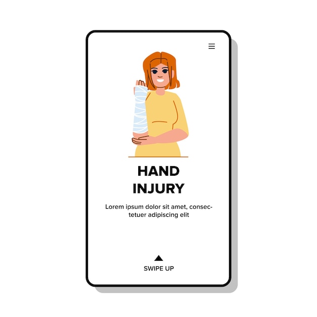 Hand injury woman vector