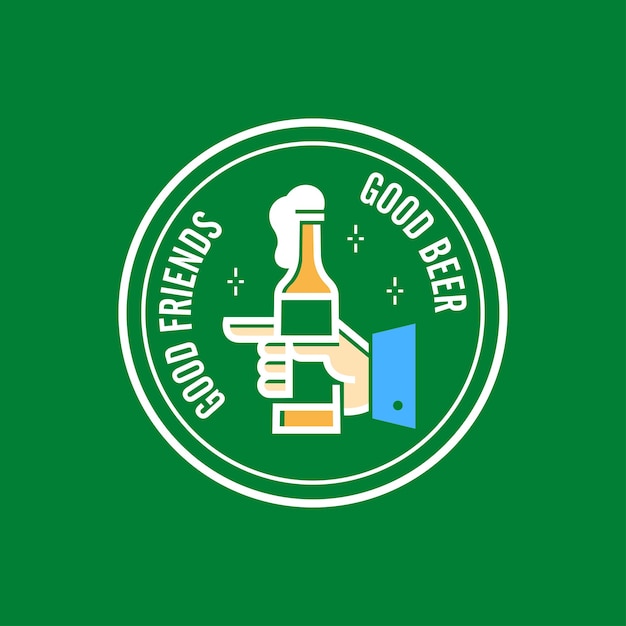 HAND IS HOLDING A BOTTLE OF BEER PREMIUM LOGO DESIGN