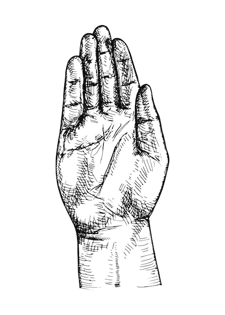 The hand is the open palm of a man vector candles hand drawing set