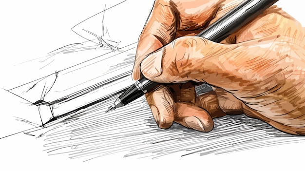 Vector a hand is writing a pen with a pen in it