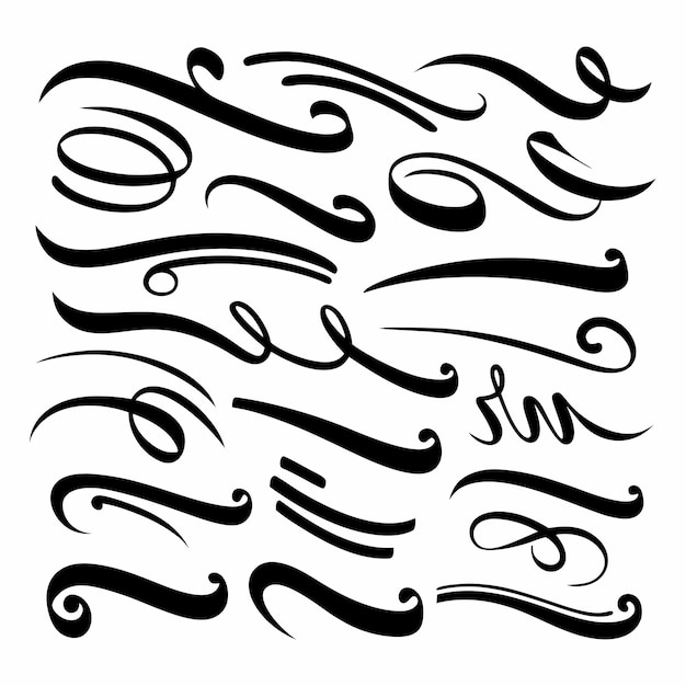 Vector hand lettering underlines set on a isolated white background 19