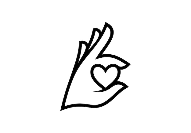 hand and love logo heart health care design icon template