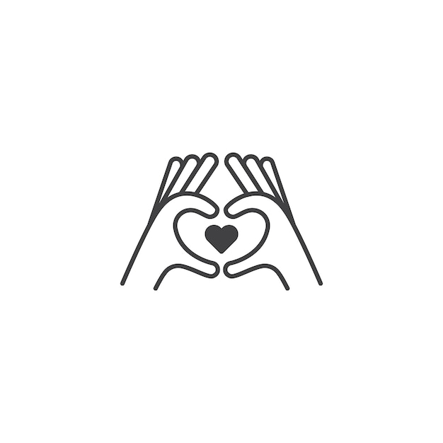 Hand making heart, care, love and empathy concept. Vector icon template