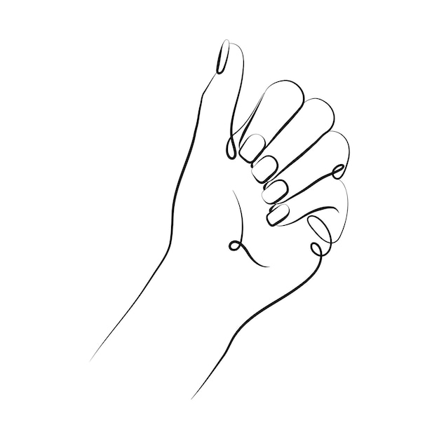 Hand, manicure, line art, one line drawing