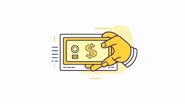 Hand Money Concept Line Icon Illustration