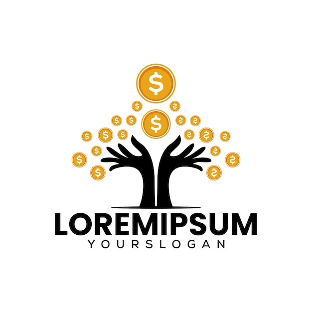 Hand and money logo design vector