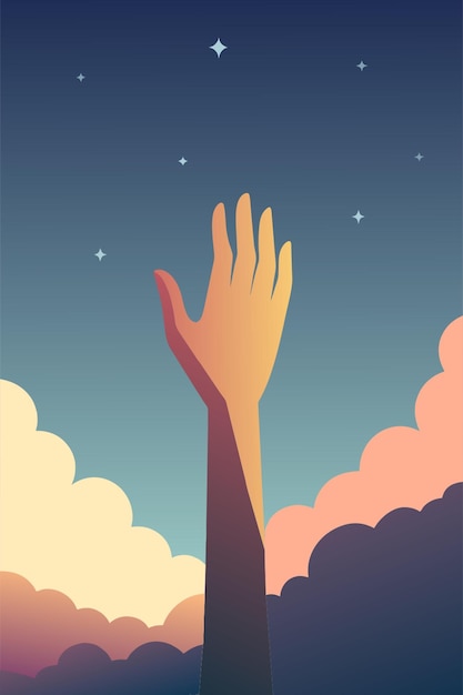 Vector hand need help tourne vers le ciel vector illustration flat 2