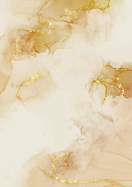 Hand painted alcohol ink background in earth tones with gold