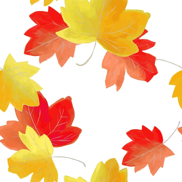 Hand painted autumn leaves vector seamless pattern