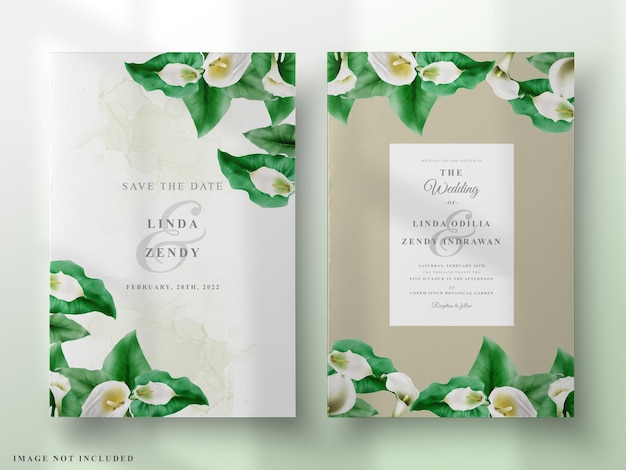 hand painted cala lily wedding invitation template