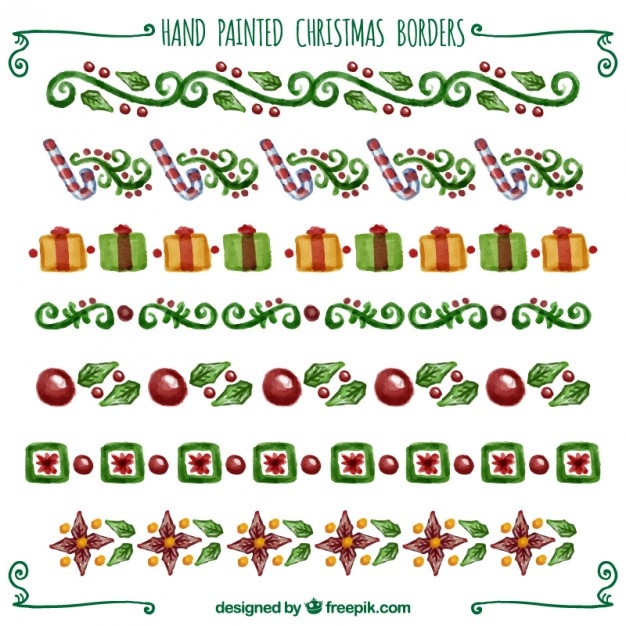 Vector hand painted christmas garlands decoration