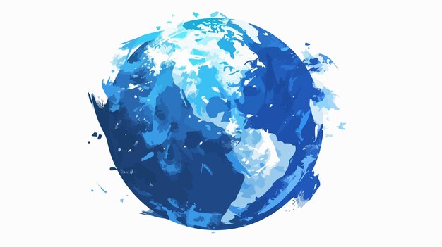 Vector hand painted earth globe icon on white background for graphic design projects