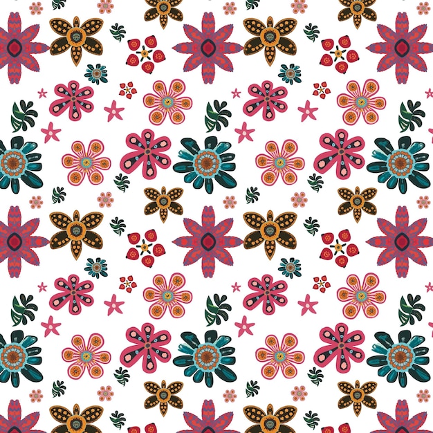 Hand painted exotic floral seamless pattern