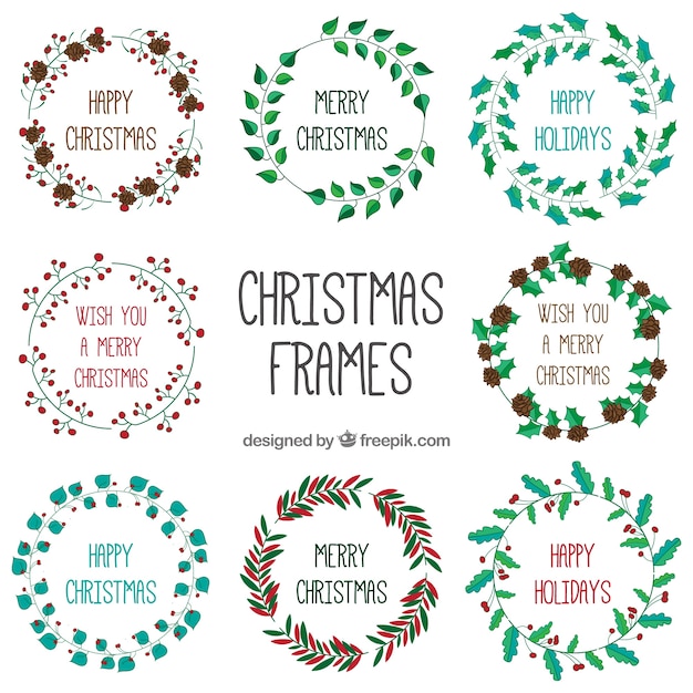 Vector hand painted floral christmas wreath 