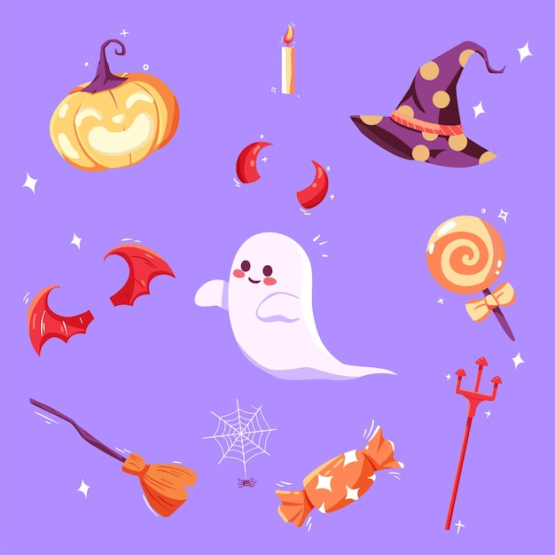 Hand Painted Halloween Decorative Element Stickers