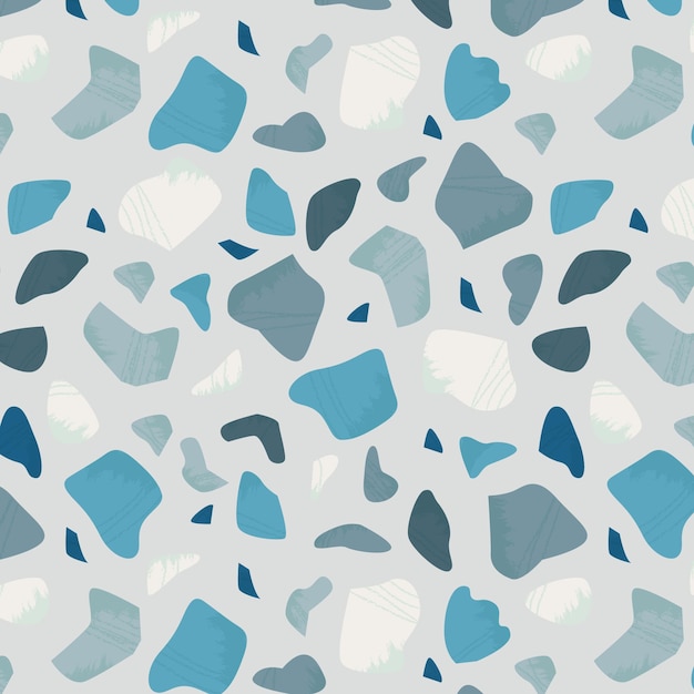 Hand painted monochromatic terrazzo pattern design