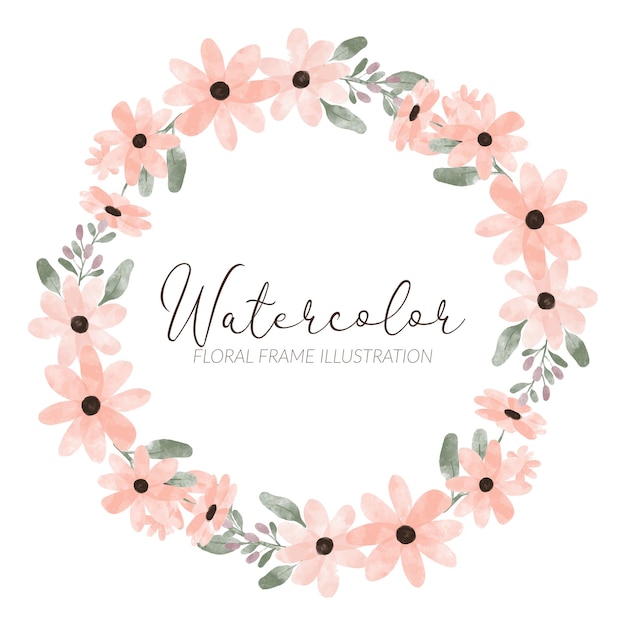 Hand painted petal floral round border watercolor style