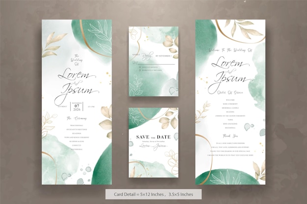 Hand Painted Watercolor Floral Wedding Invitation Menu Template