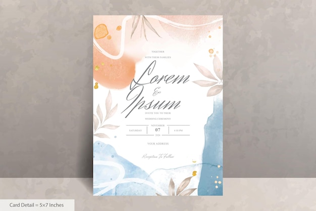 Hand Painted Watercolor Floral Wedding Invitation Set Template