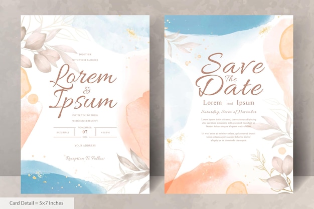 Hand Painted Watercolor Floral Wedding Invitation Set Template