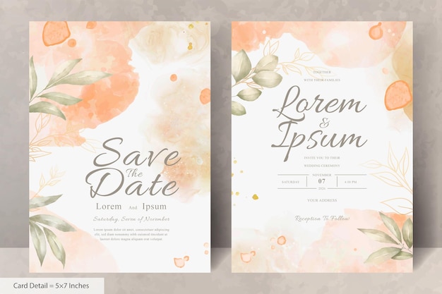 Hand Painted Watercolor Floral Wedding Invitation Set Template