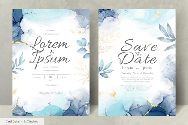 Hand Painted Watercolor Floral Wedding Invitation Set Template