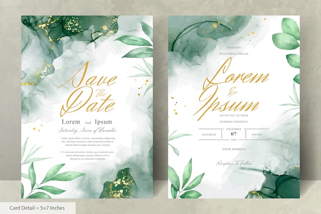 Hand Painted Watercolor Floral Wedding Invitation Template