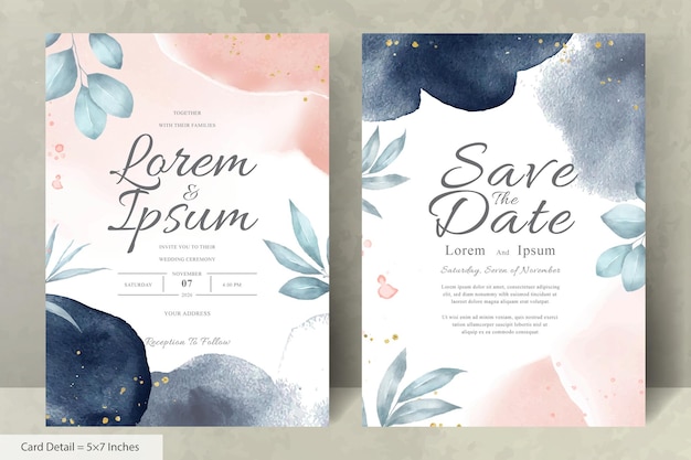 Hand Painted Watercolor Floral Wedding Invitation Template