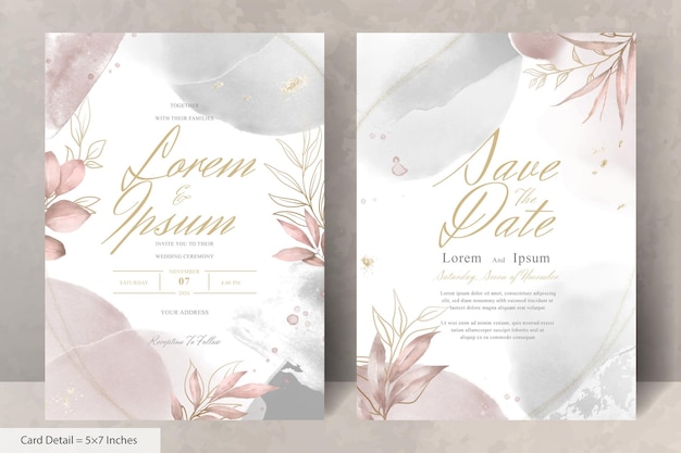 Hand Painted Watercolor Floral Wedding Invitation Template