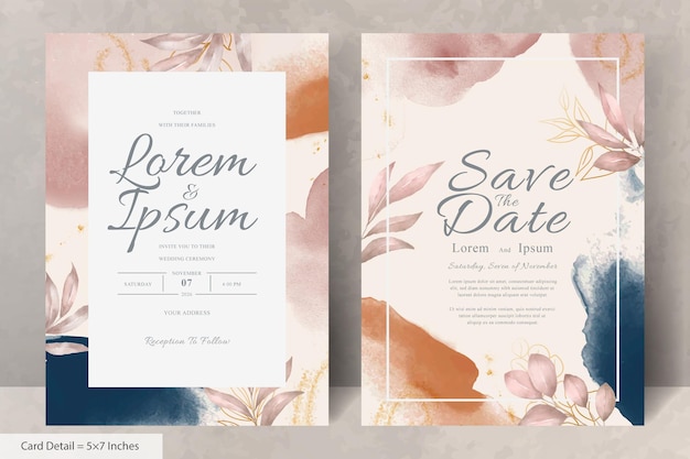 Hand Painted Watercolor Floral Wedding Invitation Template