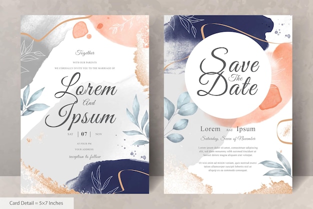 Hand Painted Watercolor Floral Wedding Invitation Template