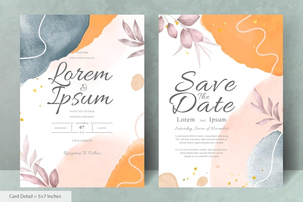 Hand Painted Watercolor Floral Wedding Invitation Template