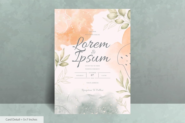 Hand Painted Watercolor Floral Wedding Invitation Template