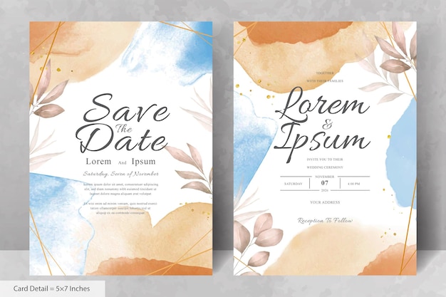 Hand Painted Watercolor Floral Wedding Invitation Template