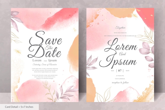 Hand Painted Watercolor Floral Wedding Invitation Template